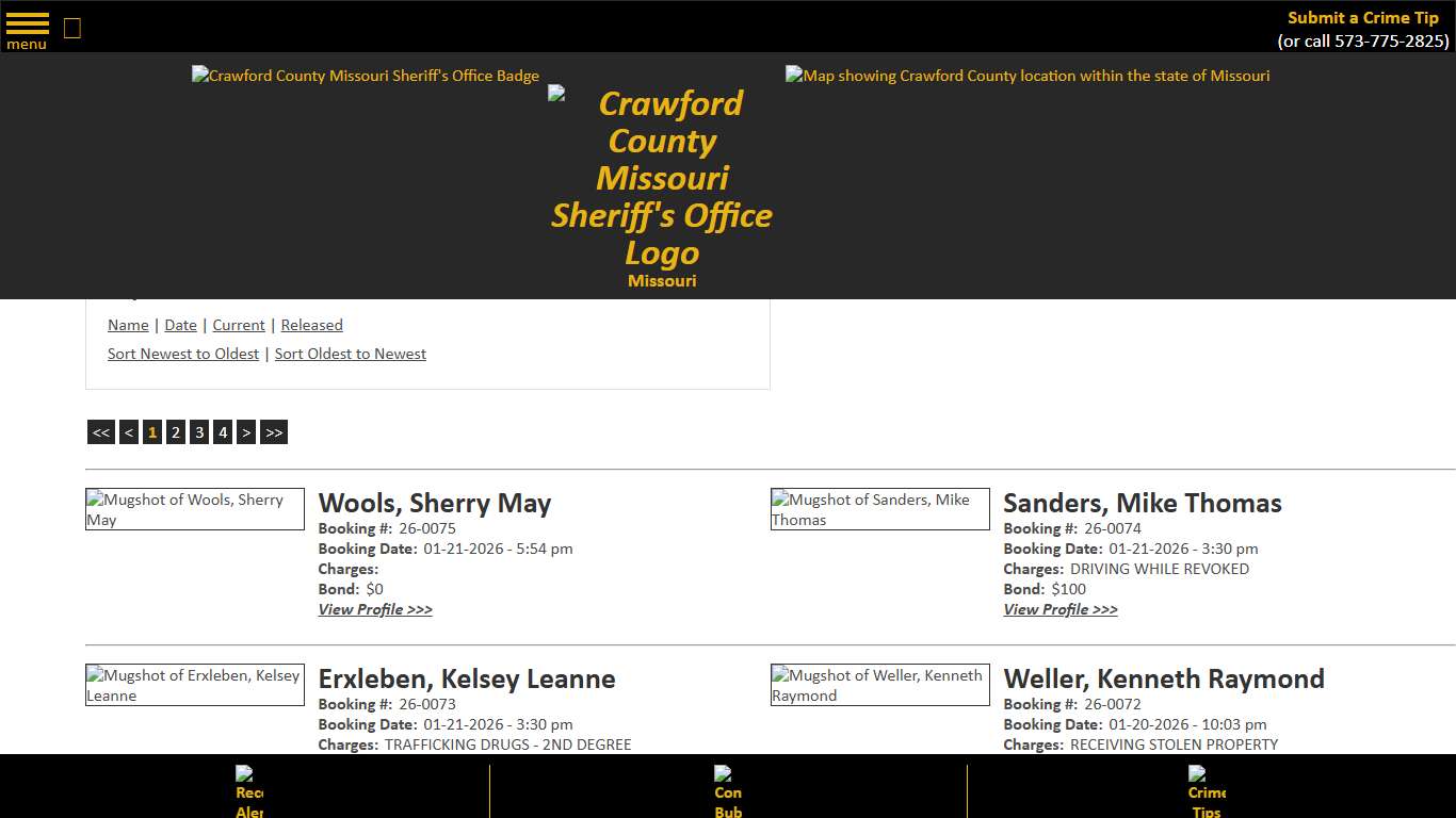 Inmate Roster - Current Inmates Booking Date Descending - Crawford County Sheriff MO